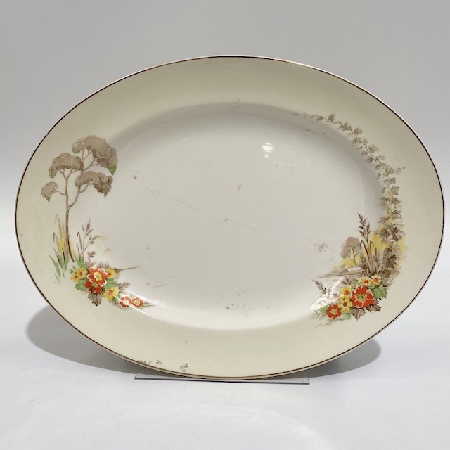 DINNERWARE, Vintage Part Set - Orange Yellow Flower & Tree Platter